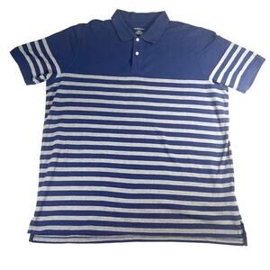 Harbor Bay Polo Shirt Men 4XLT Tall Blue Grey Stripe Short Sleeve Big/Tall Golf